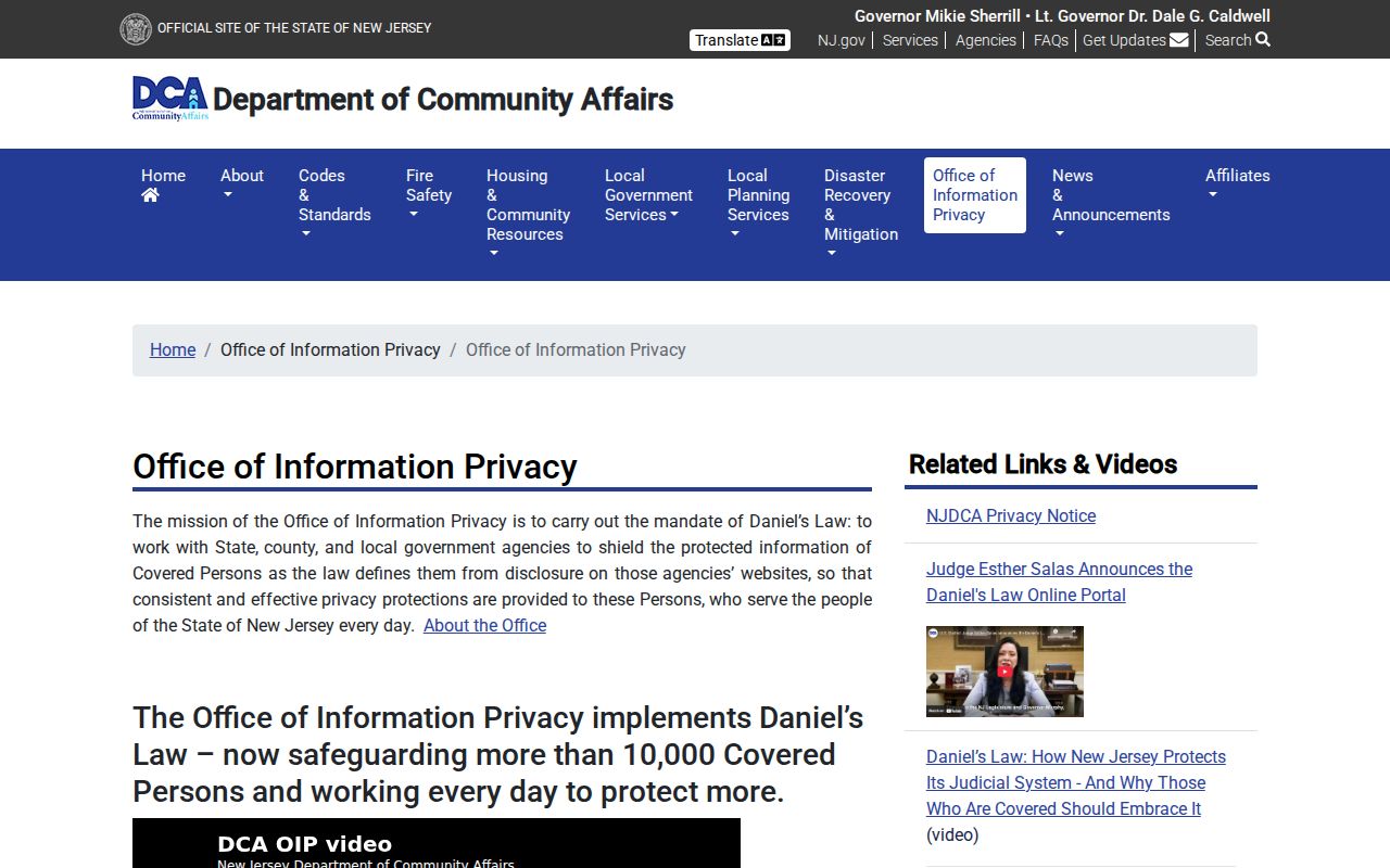 Roselle residents directory Daniel's Law privacy information