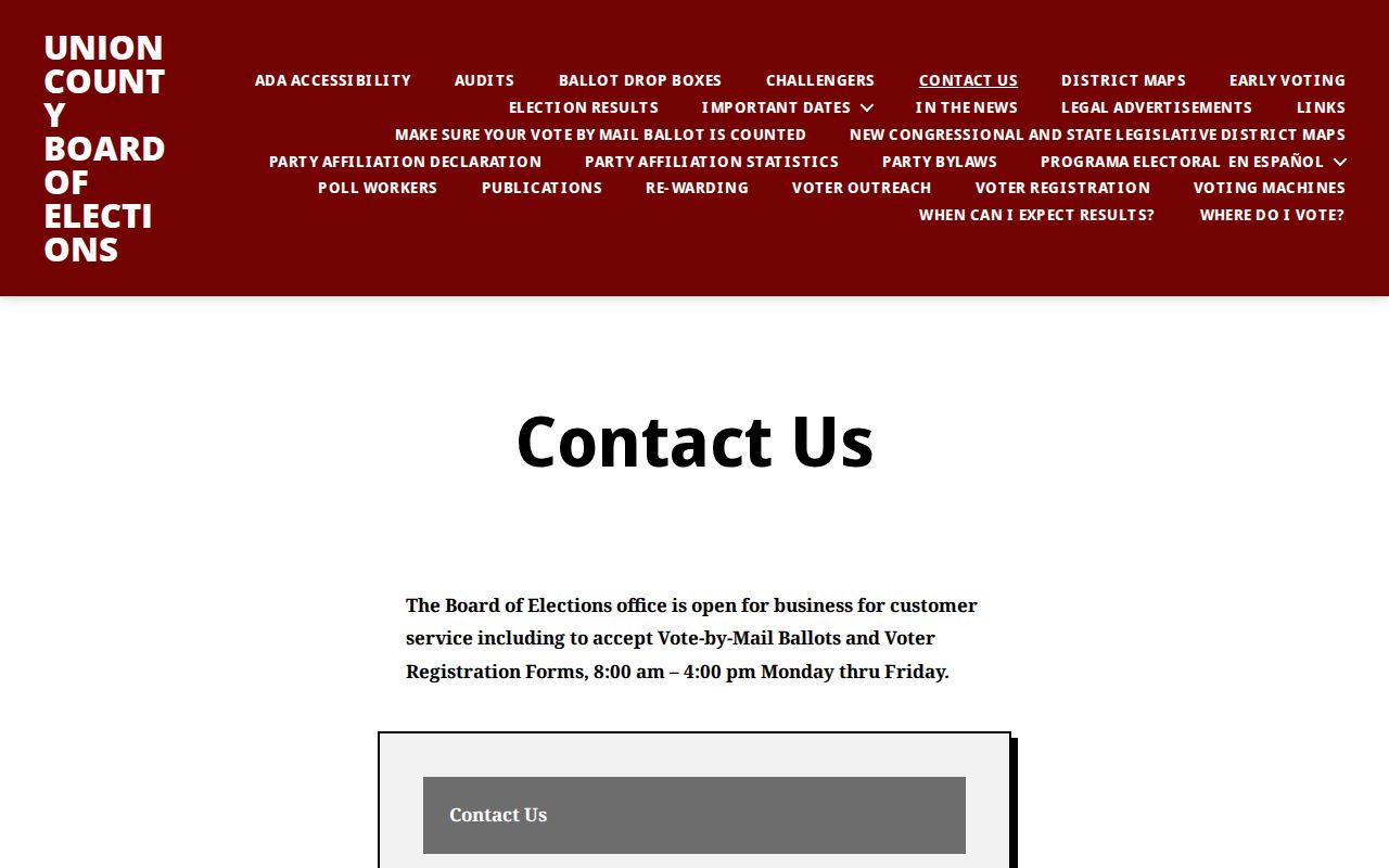 Roselle neighbors Union County Board of Elections contact route