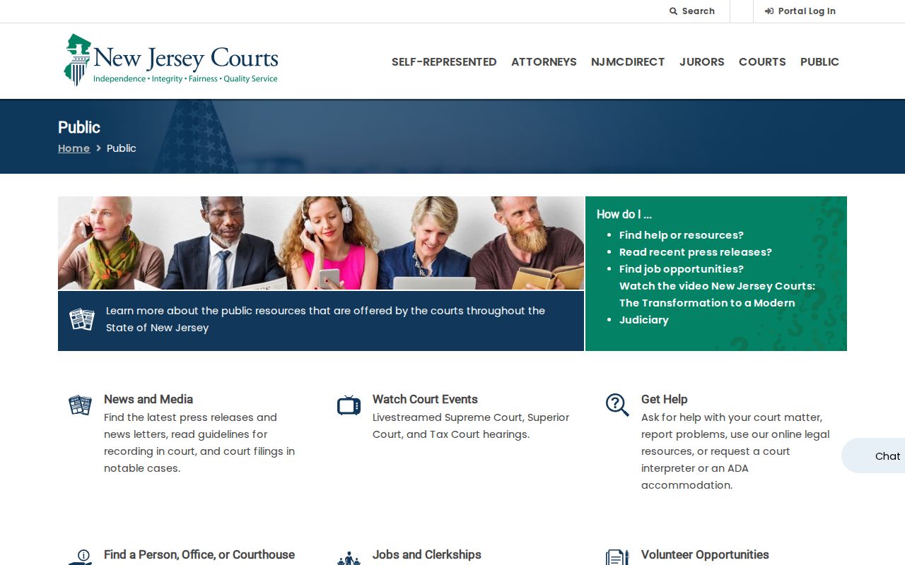 Roselle resident lookup through the New Jersey Courts public case-search hub