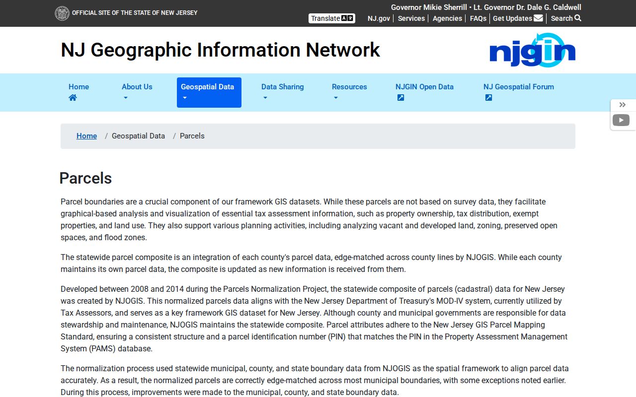 Roselle street directory NJGIN parcel search guidance