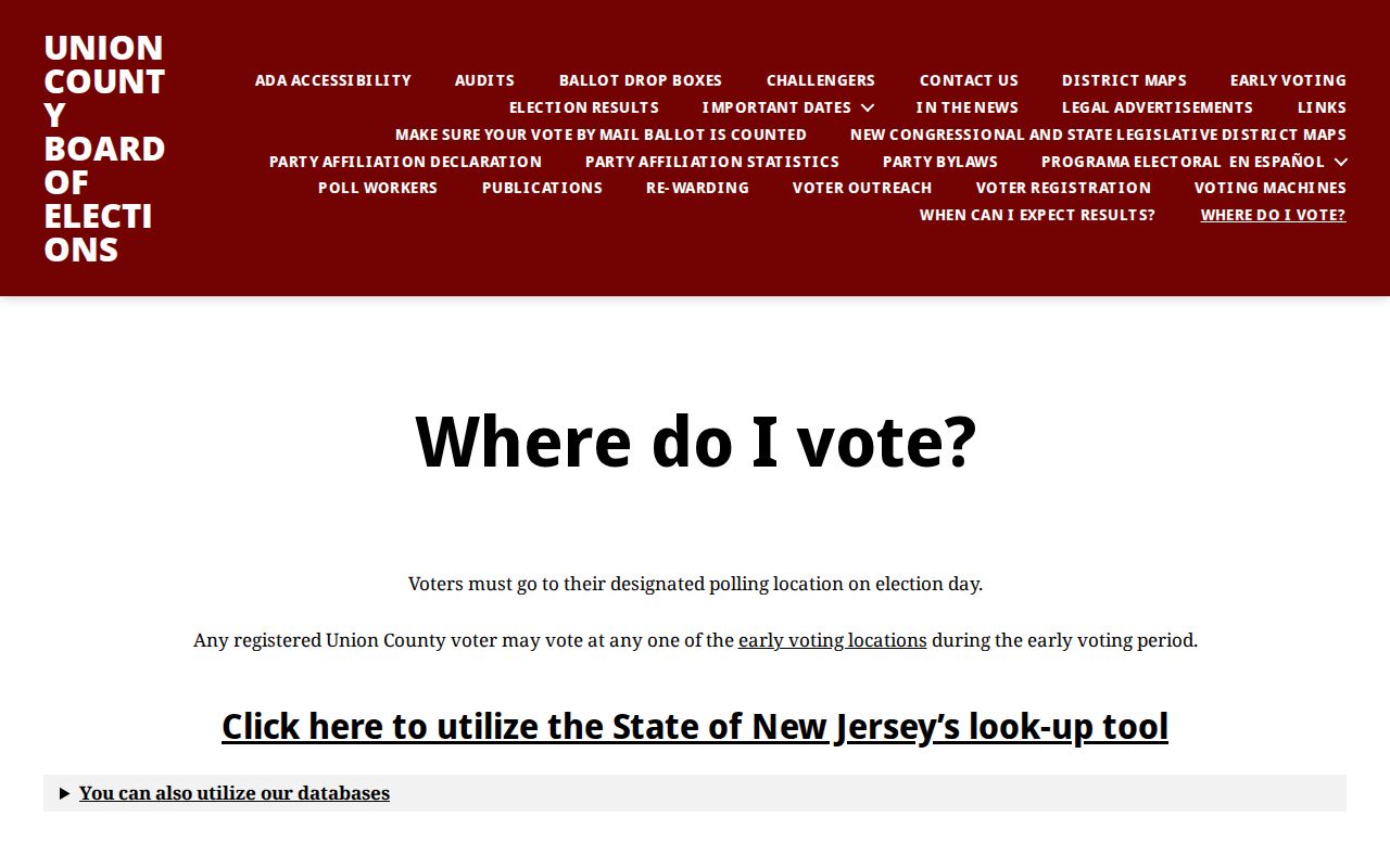 Roselle ZIP code directory Union County ward and polling route